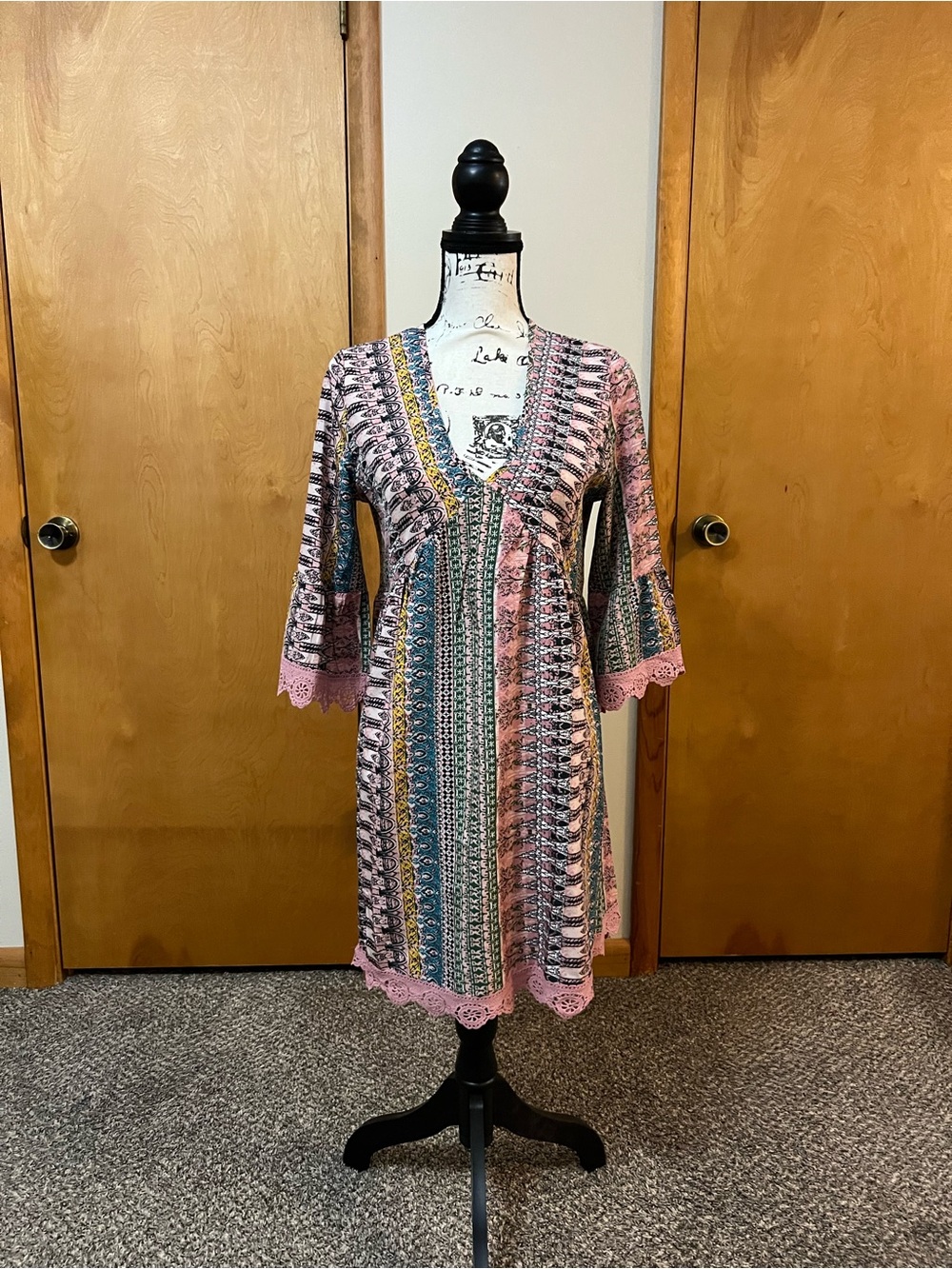 Pink and Teal Floral Border dress. Only wore once